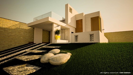 3D: Modern house and frontyard